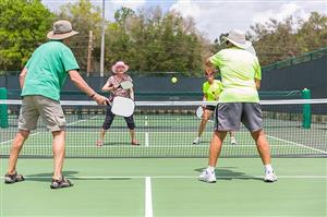 Seniors Playing Pickleball